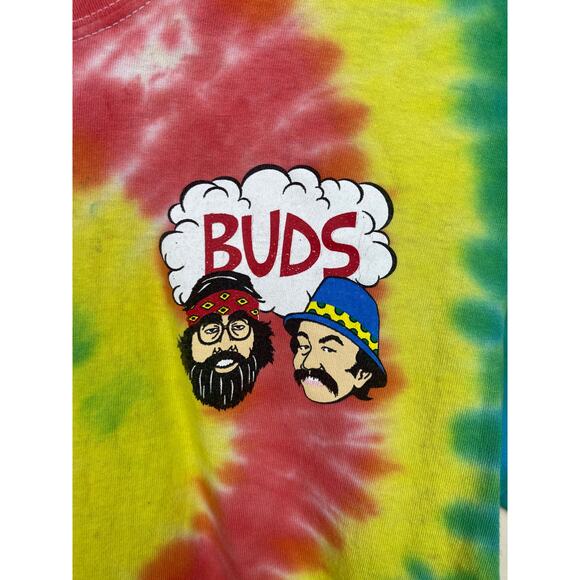Men's Cheech and Chong Rainbow Tie Dye Buds T-shirt - Picture 3 of 4